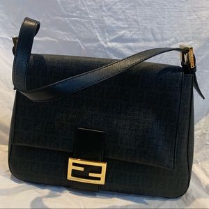 Authentic Fendi Big Mama Zucca-Flap Shoulder Bag